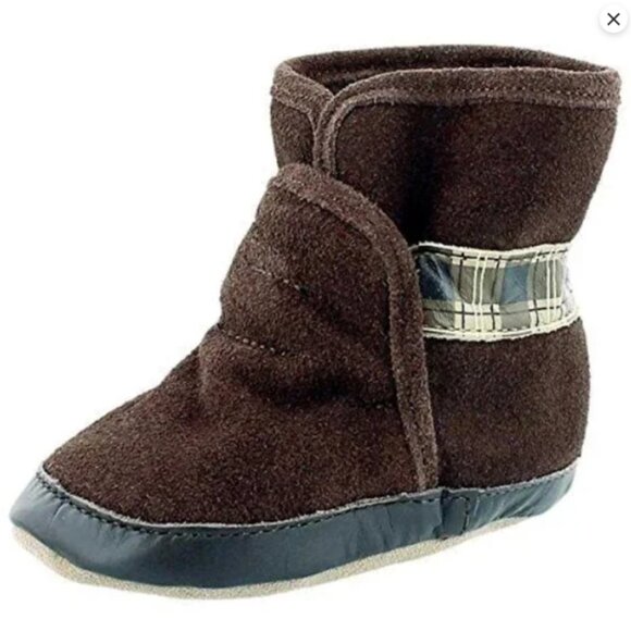 Robeez Ultra Soft Soles Boy COZY ANKLE BOOTIE Shoe 100% Leather Brown0-6… - Picture 1 of 4